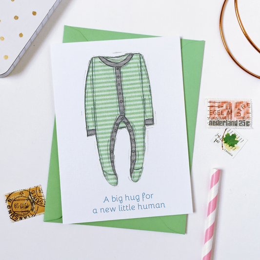 New Baby Green Onesie Card