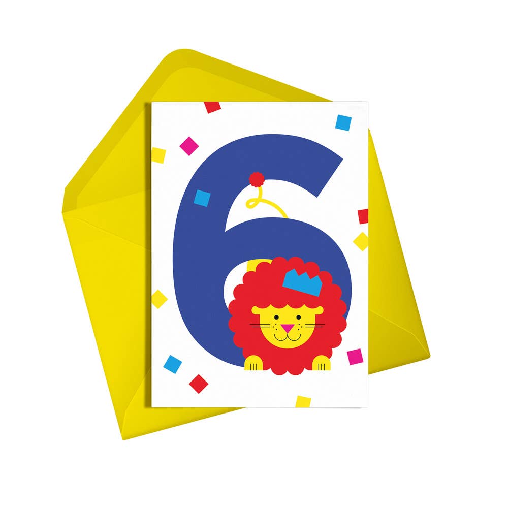 6th Birthday Lion Card