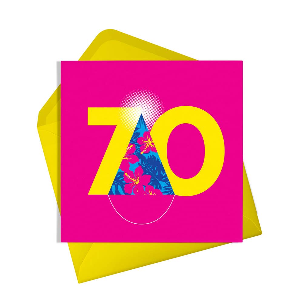 Happy 70th Birthday Party Hat Card