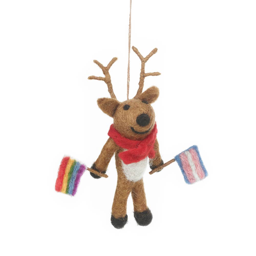 Rainbow Reindeer LGBT Pride Hanging Christmas Decoration