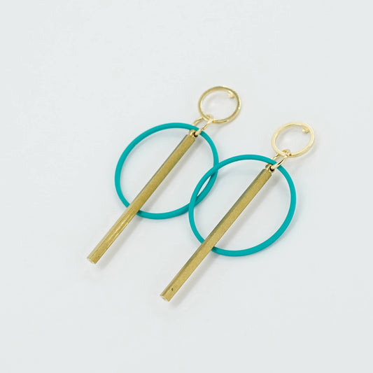 Simple Lines Geometric Drop Earrings - Turquoise