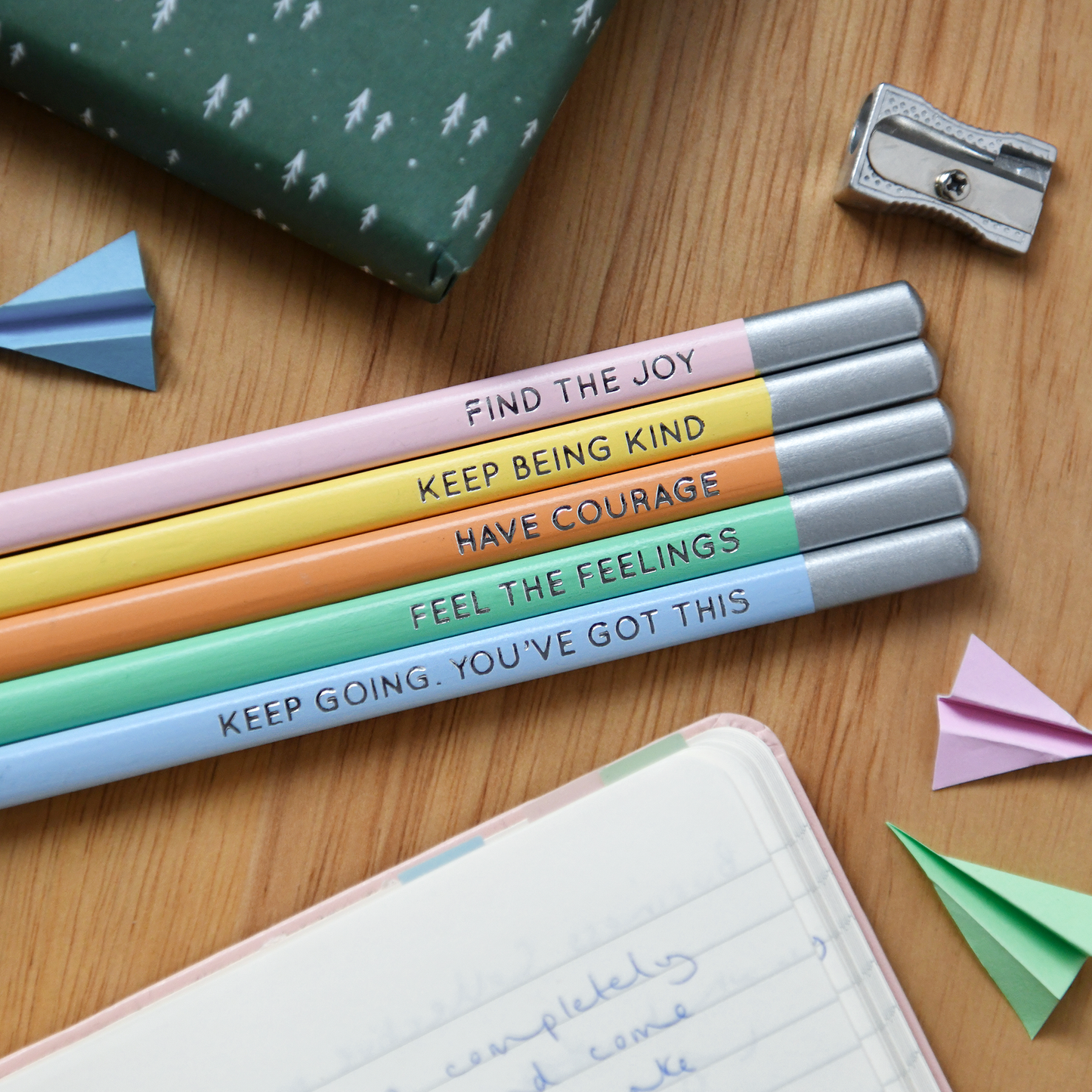 Set Of Five Daily Reminder Positive Pencils