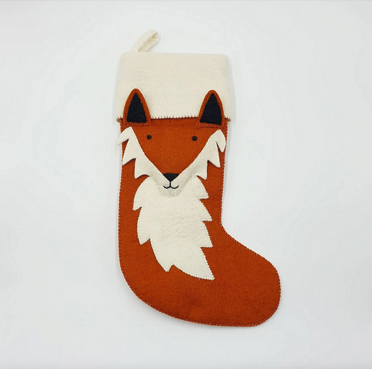 The ever popular Finlay Fox is ready for the festive season! This adorable Christmas stocking with three-dimensional ears and tail. Made from organic felt wool.