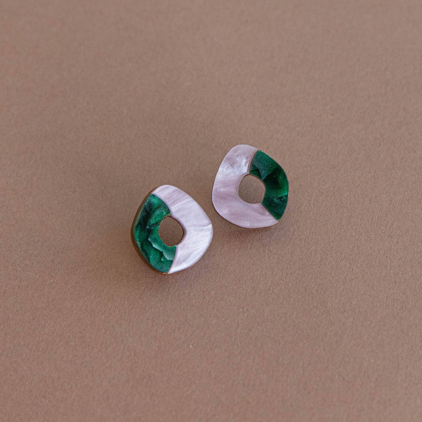 'Oh' Stud Earrings - Teal & Lilac