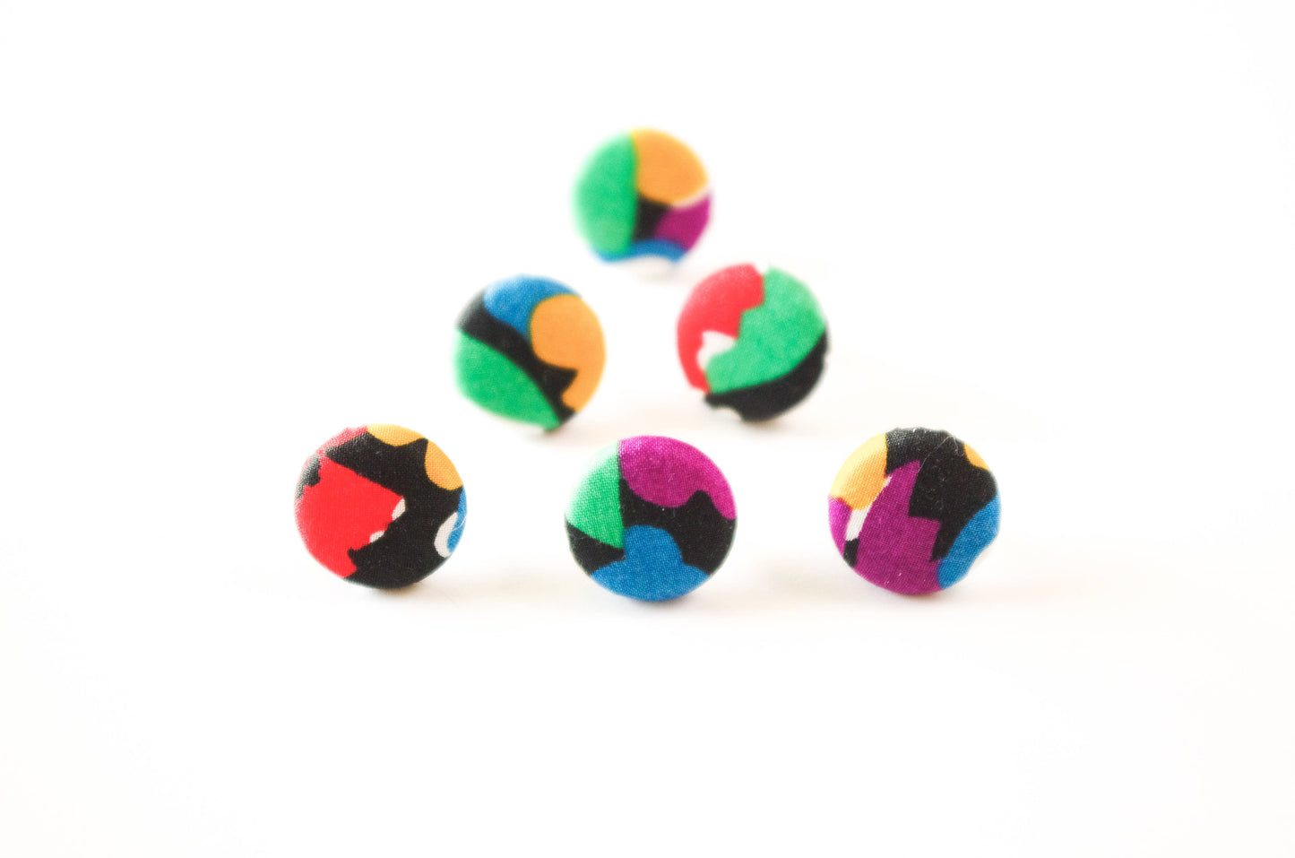 Button Stud Earrings - Deco Florals