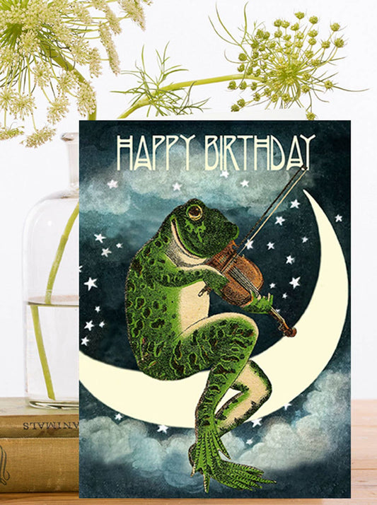 The Frog On The Moon Birthday Card