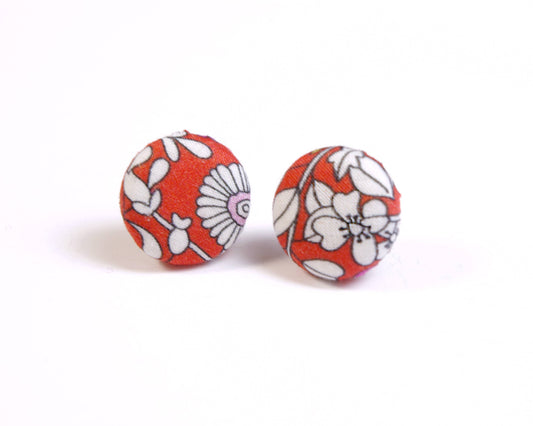 Button Stud Earrings - Hot House Blooms: June's Meadow